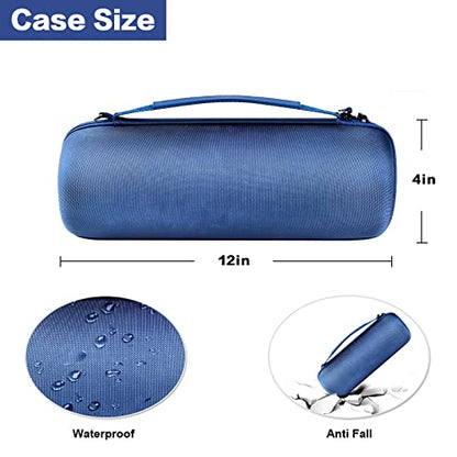 Comecase Hard Travel Case for JBL Charge 4/ Charge 5 Waterproof Bluetooth Speaker. Carrying Storage Bag Fits Charger and USB Cable - Blue+Inside Blue (Case Only) - color: Blue