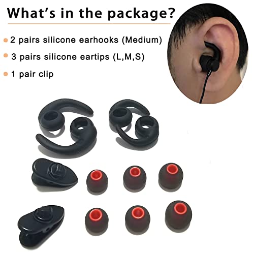 Universal Earhooks Ear Fins, Replacement Earbuds Tips, Silicone Tips - size: Ear Tips-M Earhook