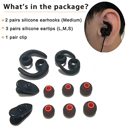Universal Earhooks Ear Fins, Replacement Earbuds Tips, Silicone Tips - size: Ear Tips-M Earhook