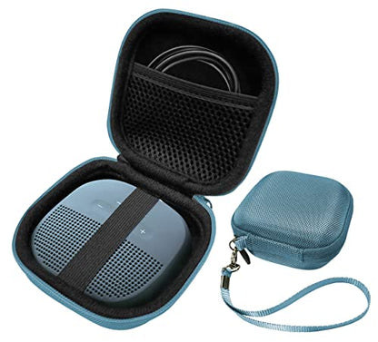 Feature Protective Case for Bose SoundLink Micro Bluetooth Speaker by WGear, Featured Design with mesh Pocket for Cable and Other Accessories, Elastic Strap to Secure Device (Stone Blue case) - color: Stone blue case