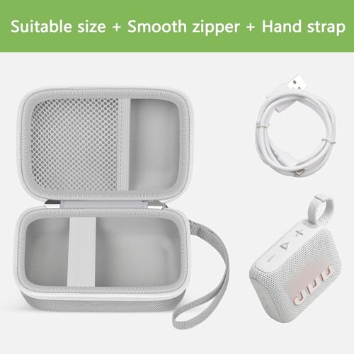 Speaker Case for JBL Go 5/4/3, Case Only | Hard Case, Mesh Pocket for Charging Cable, Compact Travel Carry, Speaker Not Included, Gray - color: Grey