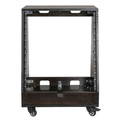 Sound Town DIY 12U Slanted Studio Rack with 2U Lower Storage, Casters, for Home Studio and Recording Room, Baltic Birch Plywood, Black Espresso (SDRK-12TD) - size: 12U,Black Espresso