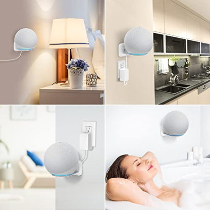 HomeMount Metal Wall Mount for Google Nest Mini & 4th Gen - Speaker Wall Mount Holder with Cable Management to Hide Messy Wires Space-Saving Accessories(White)