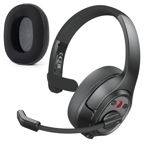 EKSA [Upgrated Trucker Bluetooth Headset with ENC Microphone, 99ft Wireless Range & 30H Talk Time, with Replaceable Ear Pad, Environmental Noise Cancelling Headphones All-Day Comfort for Drivers - style: Headset with Replaceable EarPad