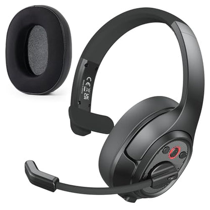 EKSA [Upgrated Trucker Bluetooth Headset with ENC Microphone, 99ft Wireless Range & 30H Talk Time, with Replaceable Ear Pad, Environmental Noise Cancelling Headphones All-Day Comfort for Drivers - style: Headset with Replaceable EarPad