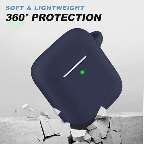 for AirPods 1/2 Case Cover,Come with Cleaner Kit,Soft Skin Silicone Case Cover with Keychain,Full Protective Case for Men and Women,Compatible with AirPods 2nd Generation Case,Midnight Blue - color: A7-Midnight Blue