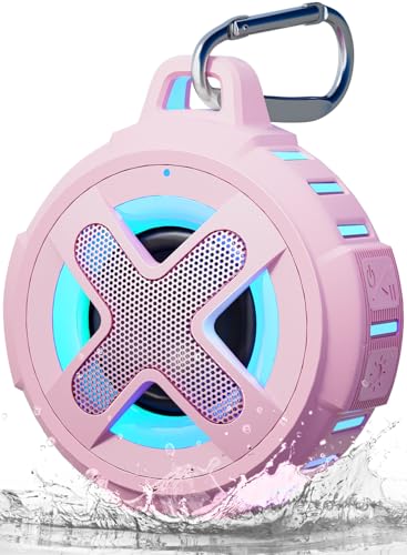 XLEADER X8(2 Gen) Upgraded, Bluetooth Shower Speaker, Certified IP67 Waterproof, 10W Pro Sound&Deep Bass, 24Hrs Playtime, Stocking Stuffers, White Elephant Gifts, for Teens Women, Pink - color: C-Pink
