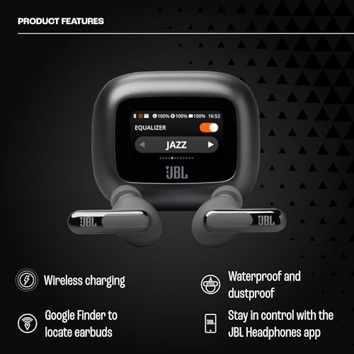 JBL Live Beam 3 - True Wireless Noise-Cancelling Stick-Closed Earbuds, 48Hrs Total Playback, Wireless Charging, 6 Mics for Perfect Calls, Multi-Point Connection, IP55 Waterproof and dustproof (Black) - color: Black