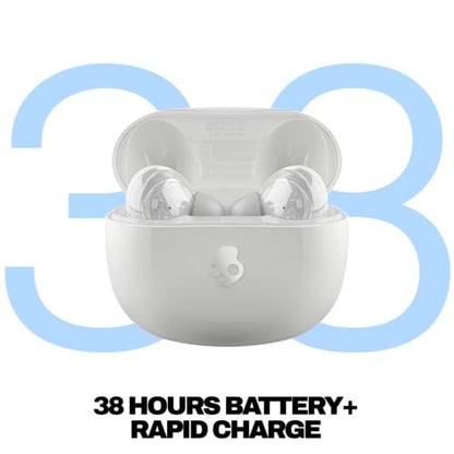 Skullcandy Rail ANC Active Noise Cancelling Wireless Earbuds - Bone/Orange | In-Ear, Bluetooth Headphones, Noise Cancellation, 38 Hours Battery, Microphone for iPhone Android, Customizable Sound - color: Bone