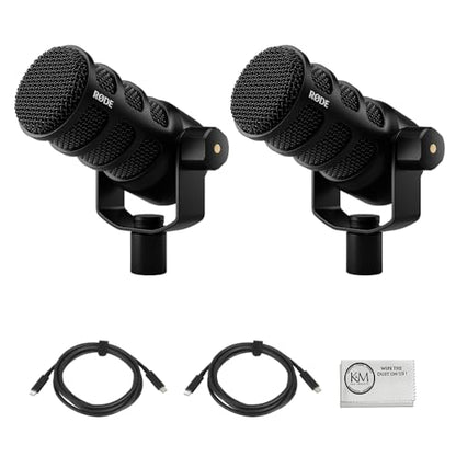 2 Pack of RODE PodMic USB and XLR Dynamic Broadcast Microphone Bundled with Cleaning Cloth (3 Items)