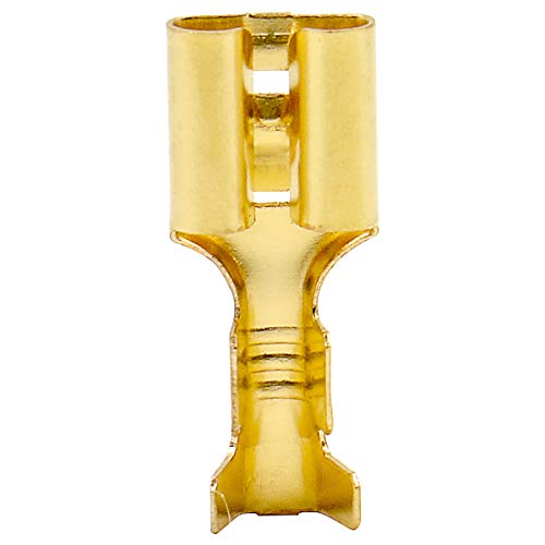 BAOMAIN 100-Pack 6.3mm 1/4" Female Spade Connector Non-Insulated Terminals | Copper 1/4" Non-Insulated Female Connectors with Locking Tab for 18-16 AWG Wire,Ideal for Automotive & DIY Projects