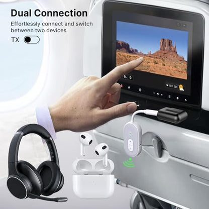 Bluetooth 5.3 Transmitter Receiver, Double Connection Receiver 3.5mm Aux Audio Adapter with RCA Cable, 2-in-1 Airplane Wireless Bluetooth, aptX Adaptive/Low Latency for TV, Home Stereo, Headphone - color: Grey