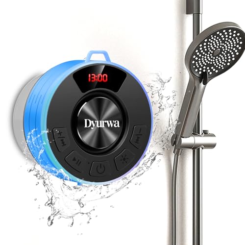 Bluetooth Shower Speaker, Waterproof Shower Speaker Bluetooth 5.3 Loud Clear Sound with Suction Cup, Built-in Mic, Digital Display/RGB Lights, IPX7 Bathroom Speaker for Outdoor/Pool/Beach/Party/Gift. - color: Blue