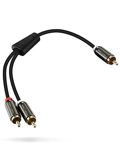 FosPower RCA Y-Adapter (3 Feet), 1 RCA Male to 2 RCA Male Short Y Splitter Digital Stereo Audio Cable for Subwoofer, Home Theater, Hi-Fi - Dual Shielded | 24K Gold Plated (Pack of 2) - size: 3 Feet (Pack of 2)