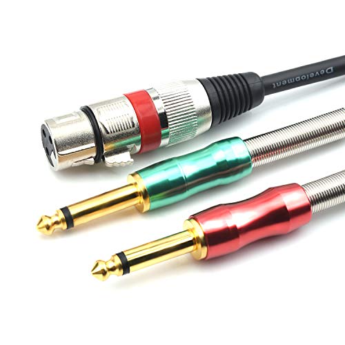 SiYear- 6.6FT XLR Female 3Pin to 6.35mm 1/4 inch Mono Male Audio Y Splitter Cable, Dual 6.35mm 1/4" Male to XLR Female Stereo Microphone Audio Converter Adapter Cable(2m) - color: 6.6Feet, size: 6.6Feet