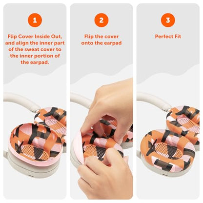 WC SweatZ XM5 - Patented Earpad Sweat Covers for Sony WH1000XM5 by Wicked Cushions | Full 360 Earpad Protection | Sweatproof & Easily Washable | Orange Prism - color: Orange Prism
