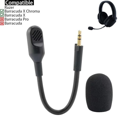 Barracuda X Mic Boom, Replacement Aux 3.5mm TRS Mic Detachable Microphone Booms for Razer Barracuda X Wireless Gaming Headsets Headphones Earphones (Black) - color: Black