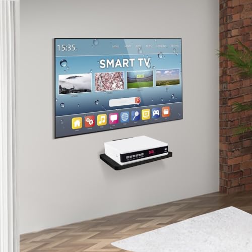 BAMTALK Floating Wall Mounted AV TV Shelf, Wooden DVD DVR Mount Component Shelves for Players, Projector, PS4, Xbox, Game Console, Cable Boxes, Games Consoles, TV Accessories