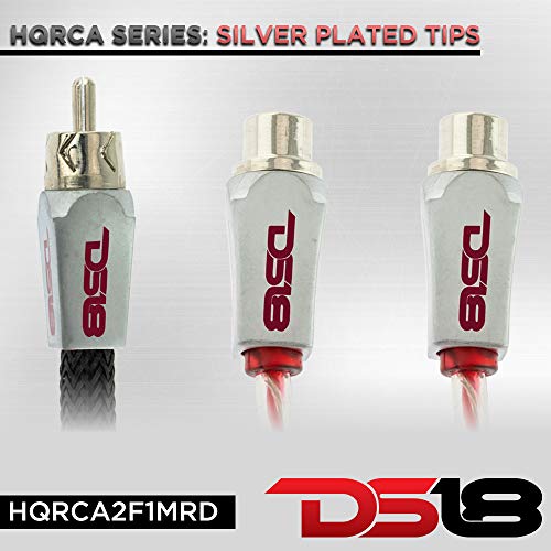 DS18 HQRCA-2F1MRD Red RCA Y Adapter or Splitter Connectors Extension Cord 1-Male RCA to 2-Female RCA to Connect a subwoofer or Amplifier to a TV, CD Player, DVD Player - style: RCA - 2 x Female to 1 x Male (Red)