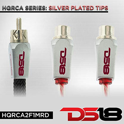 DS18 HQRCA-2F1MRD Red RCA Y Adapter or Splitter Connectors Extension Cord 1-Male RCA to 2-Female RCA to Connect a subwoofer or Amplifier to a TV, CD Player, DVD Player - style: RCA - 2 x Female to 1 x Male (Red)