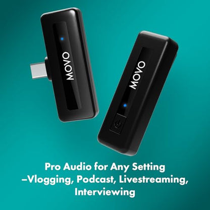 Movo Wireless Mini UC USB-C Wireless Microphone for Android - Lavalier Mic for Android Phones, Laptops, iPad Pro, and More