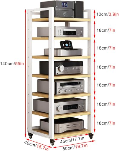7-Tier Heavy Duty Audio Component Rack, Stereo Rack AV Media Stand Cabinet - color: A