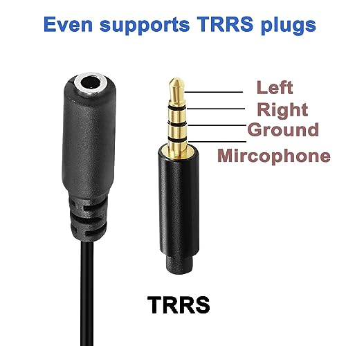 MEIRIYFA Micro USB Male to AUX 3.5mm Audio Cable Cord Right Angled | 1/8" 4 Pole TRRS Female to Micro USB 5pin Male Adapter for Headset Active Clip Mic Microphone 2Pack- 15cm