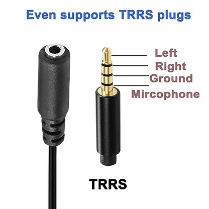 MEIRIYFA Micro USB Male to AUX 3.5mm Audio Cable Cord Right Angled | 1/8" 4 Pole TRRS Female to Micro USB 5pin Male Adapter for Headset Active Clip Mic Microphone 2Pack- 15cm