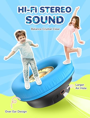 iClever BTH18 Kids Bluetooth Headphones LED Lights for Toddler Boys Girls | SafeSound Tech, 43H Playtime Stereo Sound, USB C Charging AUX Cable, Over Ear Kids Headphones Wireless for iPad/Tablet/Travel - color: Black