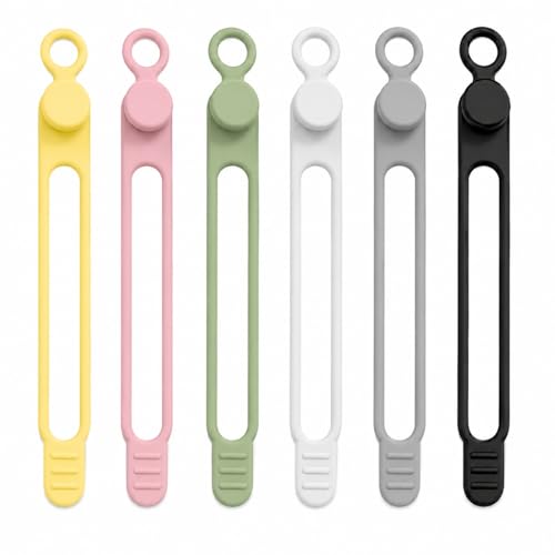 Silicone Cable Organizer 6 Pack Reusable Cord Straps for Charger Wires