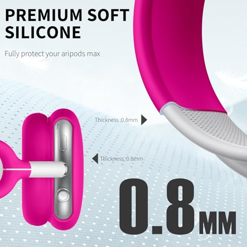 Maxjoy AirPods Max Case - Soft Silicone Ear Cups Cover, Ear Pad Case, Headband Cover - Anti-Scratch Protective Accessories for Apple AirPods Max Headphones, Rose Red - color: Rose Red