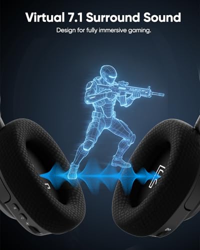 INGA Wireless Gaming Headset for PS5, PS4, PC, Mac, Switch, Game/Chat Balance for PS5/4, 2.4GHz/Bluetooth 5.2, ENC Noise-Cancelling Mic, 7.1 Surround Sound, 3.5mm Wired for Xbox Controller (Blue LED)