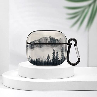 Compatible with Airpods 3 Case Cover 2021 with Keychain Forest Tree Foggy Mountain Pattern, AirPod Headphone Cover Unisex Shockproof Protective Wireless Charging