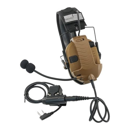 Microphone & PTT for Walker's Razor Noise Cancelling Headphones Airsoft (Coyote Brown) - color: Coyote Brown