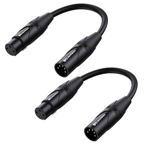 Cable Matters 2-Pack 5 Pin to 3 Pin DMX Lighting Cable, 6 Inches | 5Pin Male to 3Pin Female XLR/DMX Adapter Cable, Black