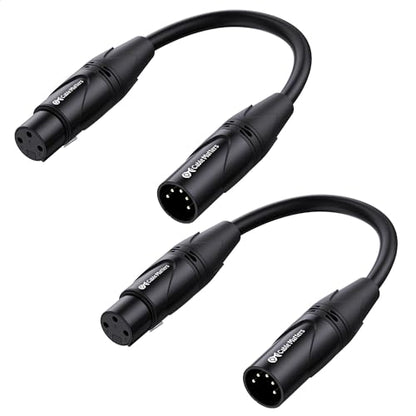 Cable Matters 2-Pack 5 Pin to 3 Pin DMX Lighting Cable, 6 Inches | 5Pin Male to 3Pin Female XLR/DMX Adapter Cable, Black