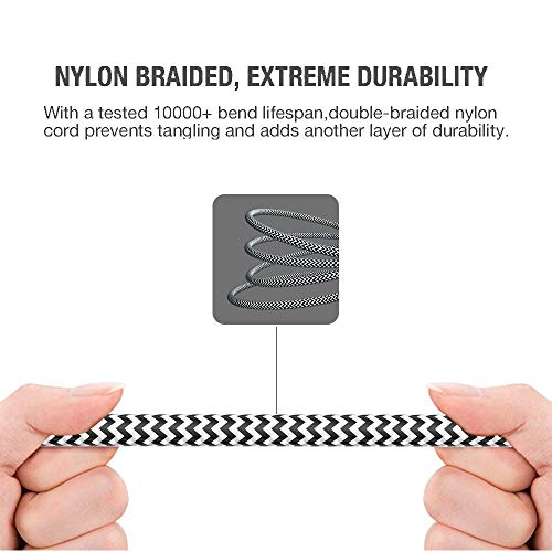 3.5mm Stereo Audio Cable Extension Male to Male Nylon Braided 10ft/3m Tangle-Free AUX Cable for Headphones, iPods, iPhones, iPads, Home/Car Stereos and More (Black)