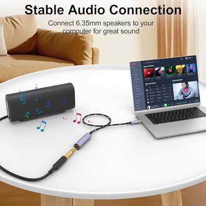 1/4 to 3.5mm Headphone Adapter, TRS 6.35mm Female to 3.5mm Male Stereo Audio Adapter for Amplifiers, Guitar, Piano, Home Theater Devices to Phone, Laptop, Headphones - 1FT/30cm - style: 1/4 to 3.5MM Headphone Adapter