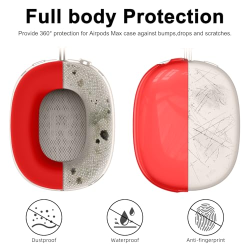 Silicone Case Cover for AirPods Max 2/ AirPods Max Headphones (Red) - color: Clear Red-T