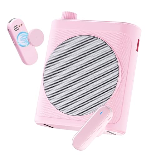 Tearstone Voice Amplifier for Teachers with Bluetooth, Dual Magnetic Mics | Portable Rechargeable Speaker with Clip-On Lapel Microphones for Classroom, Tour Guide, Public Speaking, Training (Pink) - color: Pink