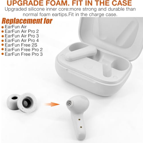 Replacement Memory Foam Eartips for EarFun Air Pro 3 /Pro 4 Earbuds | Ultra Soft & Durable Ear Tips,Earbuds Accessories, 3 Pairs, White