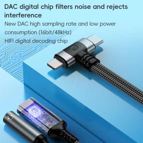 2 in 2 Light-ning and USB C to 3.5mm Headphone and Fast Charger Adapter, Type-C to 3.5mm Jack Aux Adapter Converter Dongle Audio Cable for i-pad i-Phone 16 15 14-11,X, Sam-sung, Pixel, Support Calling