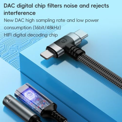 2 in 2 Light-ning and USB C to 3.5mm Headphone and Fast Charger Adapter, Type-C to 3.5mm Jack Aux Adapter Converter Dongle Audio Cable for i-pad i-Phone 16 15 14-11,X, Sam-sung, Pixel, Support Calling