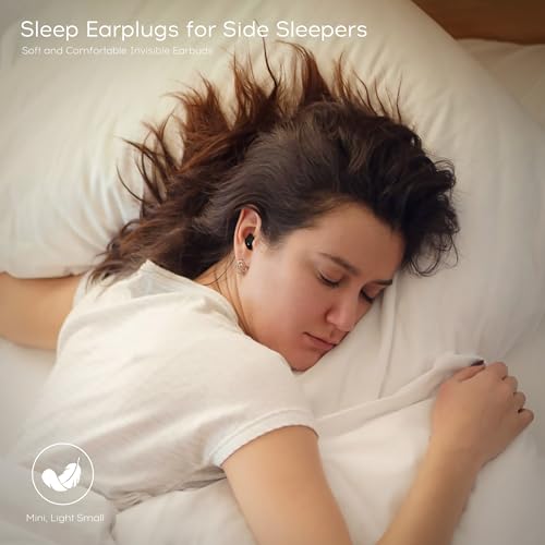 Sleep earplugs for Side Sleepers, Mini Invisible Wireless Bluetooth 5.3 Micro Sleep Noise Cancelling Headphones, Invisible earplugs for Small Ears Sleep, Exercise, Work, Hiking（Black）