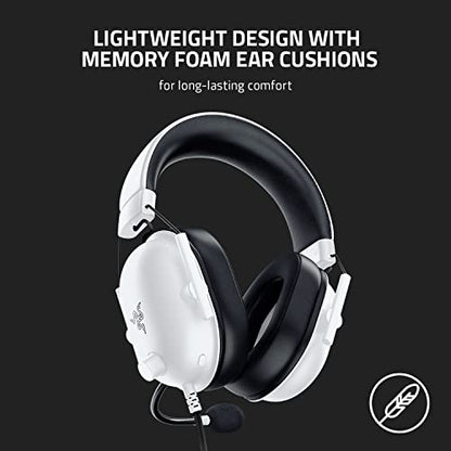 Razer BlackShark V2 X Gaming Headset for PC, 3.5mm Audio Jack, White - color: White, size: 3.5 mm (Pack of 1), style: PC