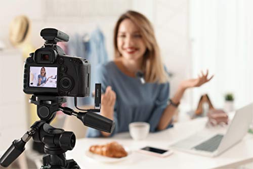 SmartMike+ Wireless Bluetooth Microphone for Content Creators - Rechargeable, Hands-Free Clip-on Lavalier Lape (Black - 2 Pack)