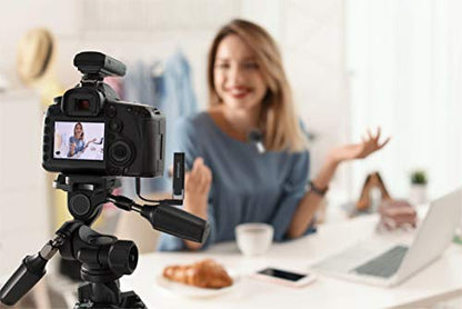 SmartMike+ Wireless Bluetooth Microphone for Content Creators - Rechargeable, Hands-Free Clip-on Lavalier Lape (Black - 2 Pack)