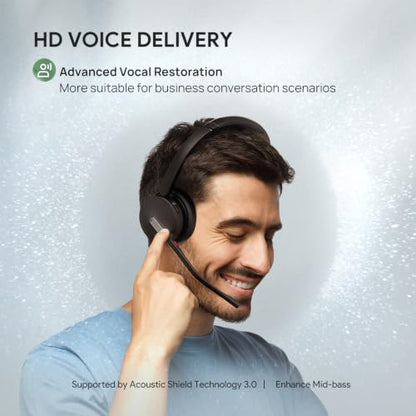 Yealink BH70 UC Wireless Bluetooth Headset with AI Microphone Flip-to-Mute | Teams Certified & Cisco Zoom Google 100+ UC Compatible, for Open Office/ WFH/ Call Center, 35h Talk Battery, USB dongle C/A - color: Black (UC), style: Dual (USB-C to A)