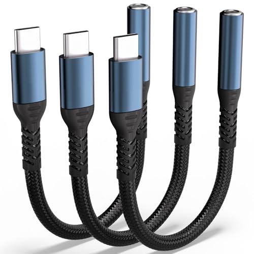 USB C to 3.5mm Audio Headphone Adapter - HiFi Compatible with Apple iPhone 17 16/16 Pro/15/15 Pro/Pro Max/Plus Type C Aux Audio Dongle Cable Cord Compatible with iPad, Samsung Galaxy S23/S23/（3 Pack）