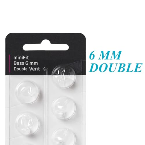 Hearing Aid Domes for Oticon MiniFit Double Vent Bass Domes: 3 Packs (6mm), Universal Domes for Oticon Hearing Aid Supplies - size: 3 Packs